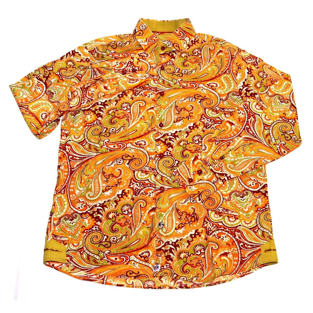John Lennon Men's Long Sleeve Button Front Paisley Beatles Shirt  Size Large